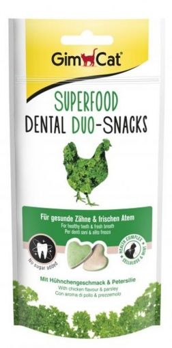 GimCat Superfood DENTAL Duo-Snacks - Снакс за котки с месо от пиле и магданоз. За здрави зъби и свеж дъх 