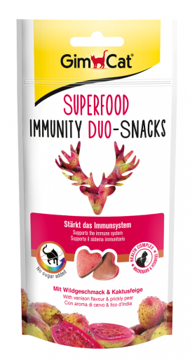 GimCat Superfood IMMUNITY Duo-Snacks - Снакс за котки с месо от елен и плод на кактус. Подпомага имунната система 