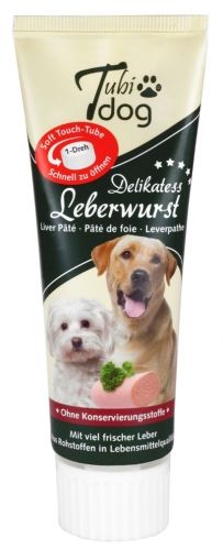Деликатесен пастет за кучета от черен дроб, 75 г - Tubi Dog Delicatess Leberwurst 