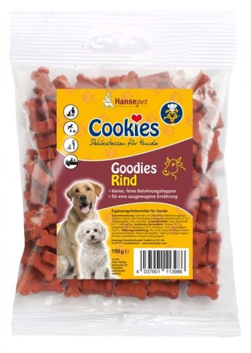 Малки, финни хапки за награда за кучета, с телешко месо, 150 г - Goodies Rind