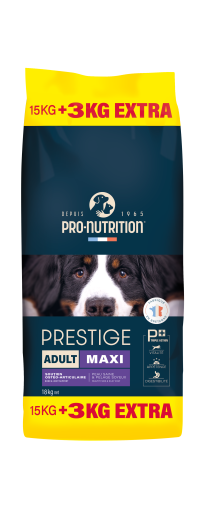 PRESTIGE DOG ADULT MAXI 15 kg + 3 kg гратис - Пълноценна храна за пораснали кучета от едри породи. Произведена във Франция.