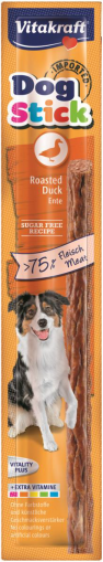 Лакомства за кучета - Vitakraft Dog Stick Roasted Duck - Саламена пръчица с печена патица