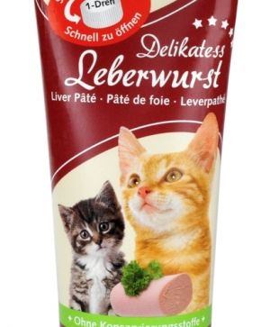 Деликатесен пастет за котки от черен дроб, 75 г - Tubi Cat Delicatess Leberwurst 