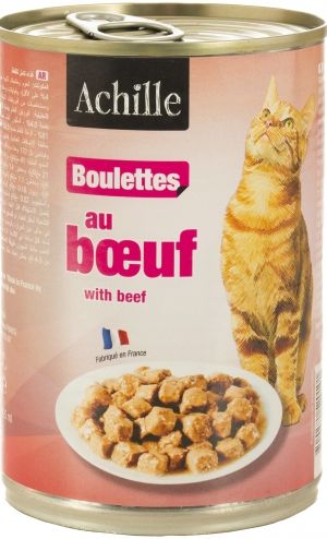 Ахил - Френска консерва за котки с телешко в грейви сос - 410 г