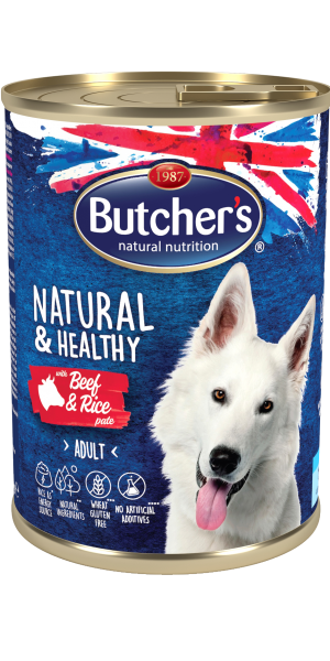 Butcher's Natural & Healthy Pate 1200г - Пастет за кучета с говеждо и ориз