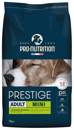 PRESTIGE DOG ADULT MINI 3 kg - Пълноценна храна за пораснали кучета от дребни породи. Произведена във Франция.