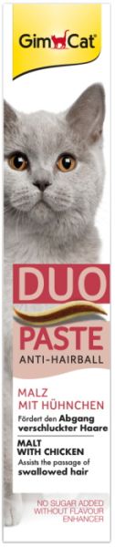 Малцова паста с пиле 50 г - GimCat Anti-Hairball Duo Paste - Подпомагаща изхвърлянето на погълнатите косми