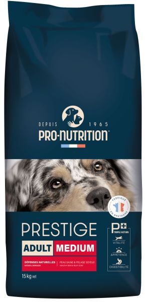 PRESTIGE DOG ADULT MEDIUM 15 kg - Пълноценна храна за пораснали кучета от средни породи. Произведена във Франция.