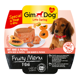Fruity Menu Gim Dog - пастет за кучета от мини породи с говеждо и папая
