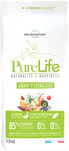 Light and/or Sterilized PureLife Pro-Nutrition Flatazor - храна за кучета кастрирани или с наднормено тегло