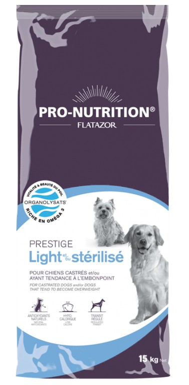Храна за кастрирани кучета с наднормено тегло - 15кг Flatazor Prestige Light&Sterilised