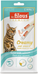 les filous® Craemy cat snack – ТЕЧНО ЛАКОМСТВО ЗА КОТКИ -  Риба тон със Сьомга 4х15 г