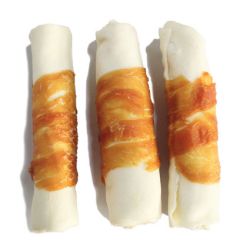 LES FILOUS BLEACHED ROLL WITH CHICKEN 5-5.5" (12.5-13.5 cm)  БЕЛИ РОЛЦА за куче С ПИЛЕШКО 12.5–13.5 см, 5 бр.