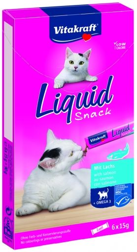 Cat Liquid Snack – ТЕЧЕН СНАКС ЗА КОТКИ със сьомга и Омега-3, ; 6x15 g