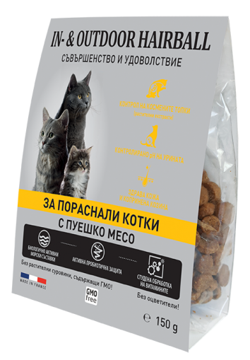 Crocktail - In and Outdoor Hariball 150g с Пуешко - суха гранулирана храна за котки