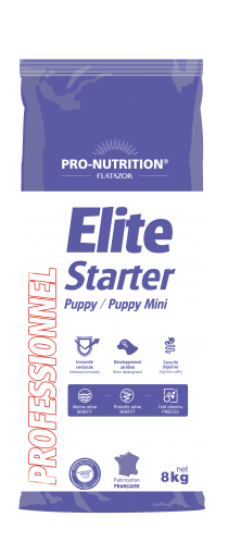 Elite Starter Puppy / Puppy Mini 8 kg Пълноценна храна за подрастващи кучета от мини породи, както и за женски кучета от дребни породи в края на бременността или в периода на кърмене.