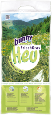 Bunny Frisches Gras Heu Сено от свежа трева „Чиста природа“ - Еднокомпонентна храна за зайци и други гризачи: морски свинчета, чинчили, дегута, мини хамстери, мишки, джербили и плъхове 