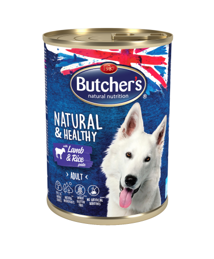 Butcher's Natural & Healthy Pate 390г - Пастет за кучета с агнешко и ориз