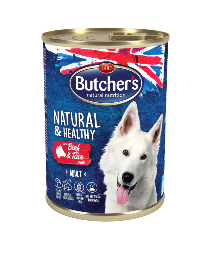 Butcher's Natural & Healthy Pate 1200г - Пастет за кучета с говеждо и ориз