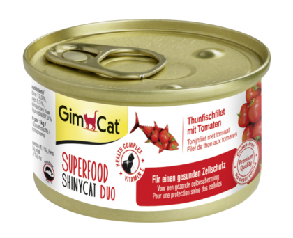 Консерви за котки - филе от риба тон с домати 70 г - GimCat Superfood ShinyCat Duo