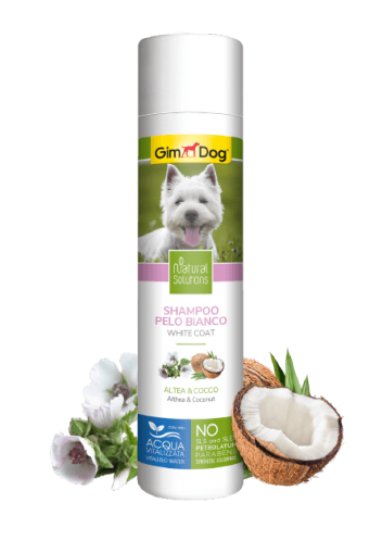 Шампоан за кучета с бяла и светла козина 250 мл - GimDog Natural Solutions - с лечебна ружа и кокосов орех