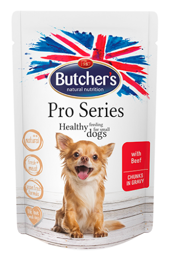 Butcher's Pro Series 100г - Хапки в сос Грейви за кучета от дребни породи, с говеждо