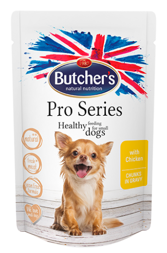 Butcher's Pro Series 100г - Хапки в сос Грейви за кучета от дребни породи, с пилешко