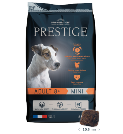 Prestige ADULT 8+ MINI Пълноценна храна за кучета от дребни породи на възраст над 8 години 3 kg