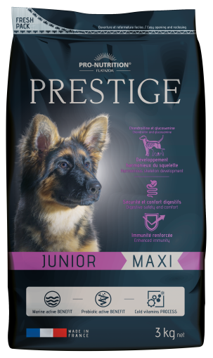 Prestige JUNIOR Maxi 3 кг - пълноценна храна за кученца от едри периоди през фазата на растеж
