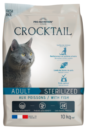 Crocktail ADULT STERILIZED with Fish Пълноценна храна за кастрирани котки с риба 10 kg