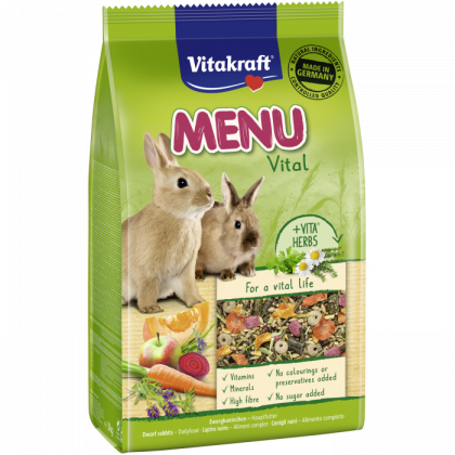 Храна за декоративни мини зайци - 1 кг Vitakraft Premium Menu Vital, меню за заек