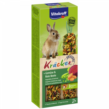 Vitakraft ® Kräcker ® - Оригинален Крекер на Витакрафт за заек  със ЗЕЛЕНЧУЦИ & ЧЕРВЕНО ЦВЕКЛО, 2 бр.  