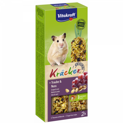 Vitakraft ® Kräcker ® - Оригинален Крекер на Витакрафт за ХАМСТЕР  с ГРОЗДЕ и ЯДКИ, 2 бр.  