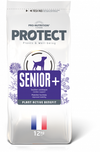 Pro-Nutrition Flatazor PROTECT DOG "Senior+", 12 kg - Пълноценна храна за възрастни кучета със специфични хранителни потребности:  необходимост от подобрена подвижност, надеждно храносмилане, 69% животински протеини 