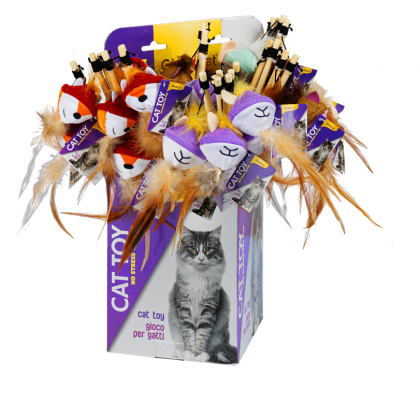 GimCat Играчка за котка -  въдица с глава с шапка и перо