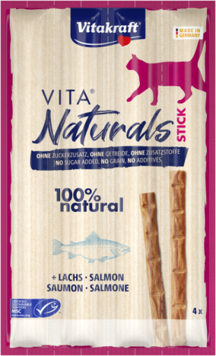 Vita Naturals® Stick - ПРЪЧИЦА ЗА КОТЕ със сьомга, 4 бр., 100% натурална, Vitakraft