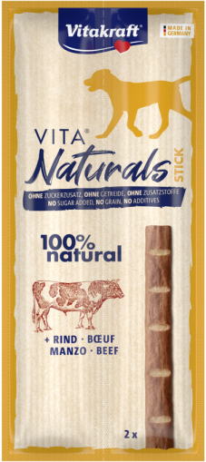 Vita Naturals® Stick - ПРЪЧИЦА ЗА КУЧЕ с ГОВЕЖДО, 2 бр. 100% натурална, Vitakraft