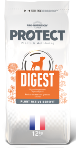 Пълноценна диетична храна за кучета с храносмилателни проблеми, 12 кг - Pro-Nutrition Flatazor Protect Digest - защита на черния дроб, оптимално храносмилане, 73% протеини от животински произход