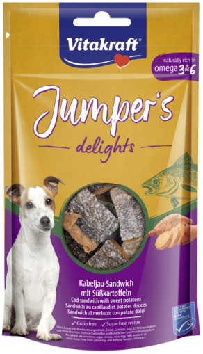 Vitakraft ® Jumper's Delights Лакомство за кучета -  сандвичи с риба треска и сладък картоф