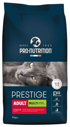 PRESTIGE ADULT MULTI С ПTИЧЕ И ЗЕЛЕНЧУЦИ 10 kg - Пълноценна храна за пораснали котки. Произведена във Франция.