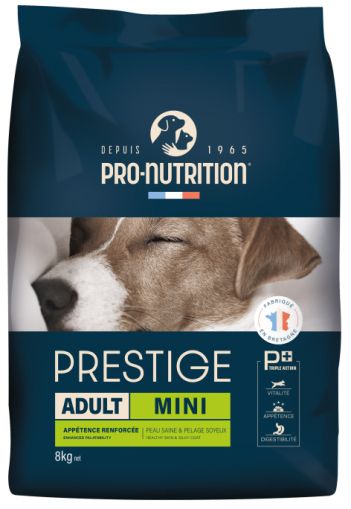 PRESTIGE ADULT MINI 8 kg - Пълноценна храна за пораснали кучета от дребни породи. Произведена във Франция.