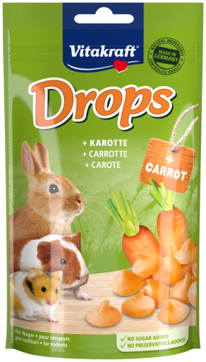 Vitakraft, DROPS + KAROTTE - БОНБОНИ С МОРКОВИ за мини зайчета и гризачи