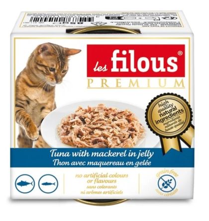 les filous® premium – Консерва за котки Риба тон с късчета Скумрия и Сьомга в желе