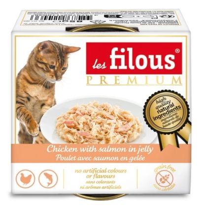 les filous® premium – Консерва за котки Пилешко филе с късчета Сьомга в желе