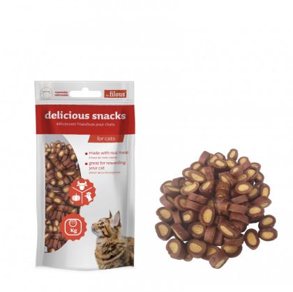 LES FILOUS BEEF/CHICKEN/PUMPKIN BITES лакомство за котка говеждо, пиле и тиква 50 г