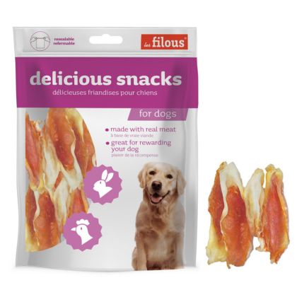 LES FILOUS Rabbit ear’N chicken ЗАЕШКИ УШИ лакомство за куче, 50 г