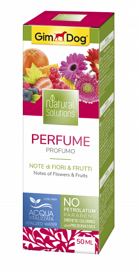 Парфюм  за кучета с аромат на цветя и плодове 50 мл - GimDog Natural Solutions - Perfume Notes of Flowers & Fruits