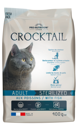 Crocktail ADULT STERILIZED with Fish Пълноценна храна за кастрирани котки с риба 400 g