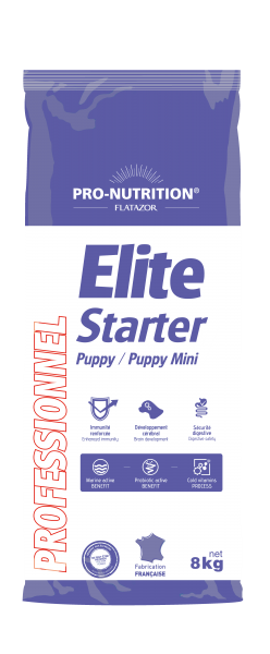 Elite Starter Puppy / Puppy Mini 8 kg Пълноценна храна за подрастващи кучета от мини породи, както и за женски кучета от дребни породи в края на бременността или в периода на кърмене.
