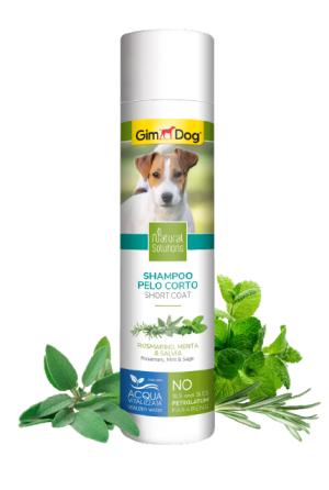 Шампоан за късокосмести кучета  250 мл - GimDog Natural Solutions - с розмарин, мента и салвия (градински чай)